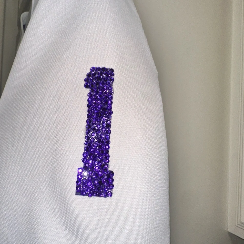 Rhinestone Bedazzled LSU football Nike white jersey